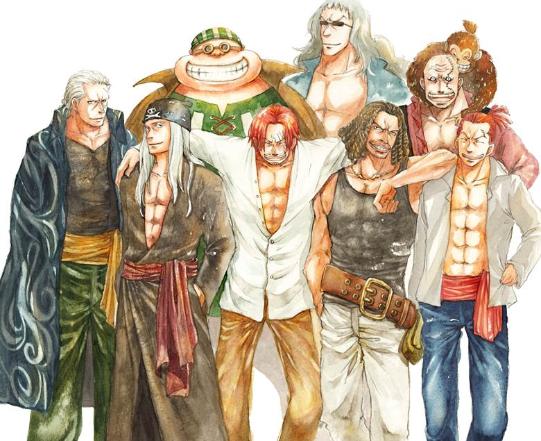 手绘, watercolor, shanks, Yasopp, Ruu, Benn Beckman, One Piece 1000+ bookmarks
