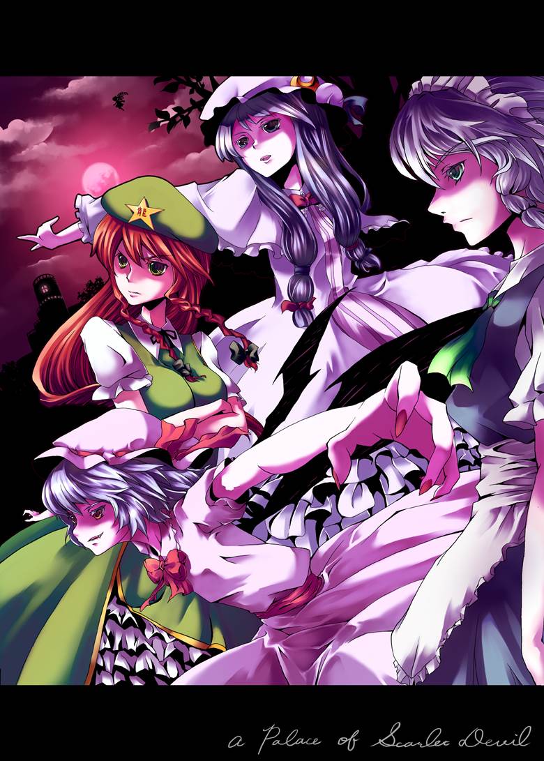 帕秋莉, 蕾米莉亚, sakuya, coloring someone else's artwork, 东方, 红美铃