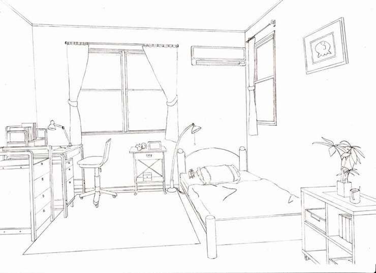 女孩的房间|插画师UN的房间室内插画图片