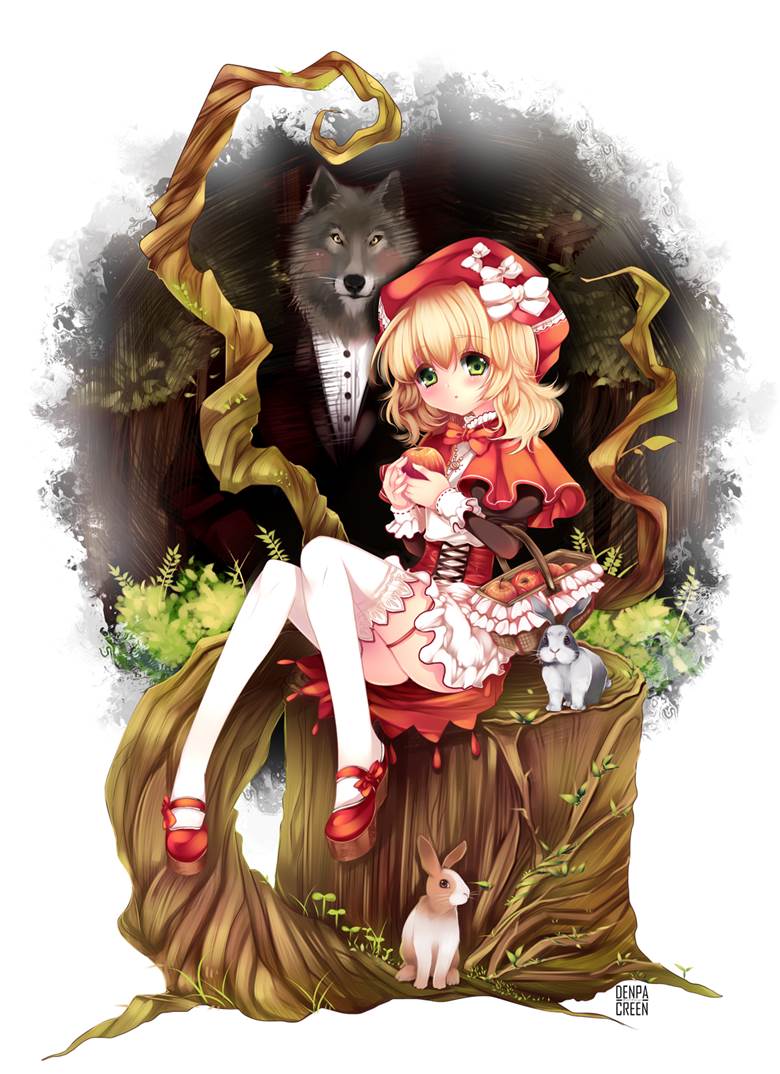 little red riding hood|兎姫的小紅帽童話插畫圖片