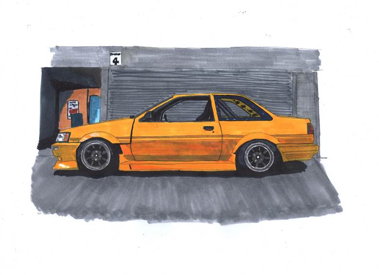 COROLLA LEVIN2ドア（AE86）|ぶれんぼ的汽车插画图片