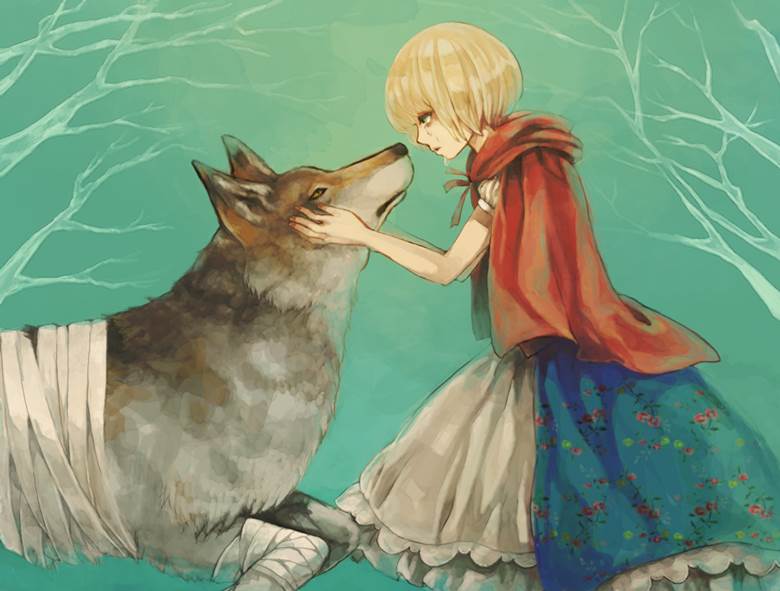 小红帽, young girl, wolf, song image, fairy tale, 原创, 大灰狼和小红帽, beauty and the wolf, 原创100收藏