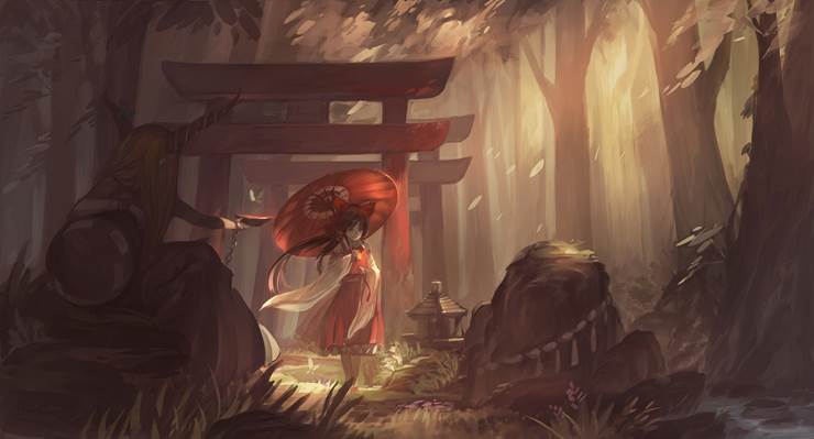 东方Project, 灵梦, red and white, Torii, suika, needs to be appreciated more, 建议点击, 太美了, 东方, Touhou Project 7500+ bookmarks