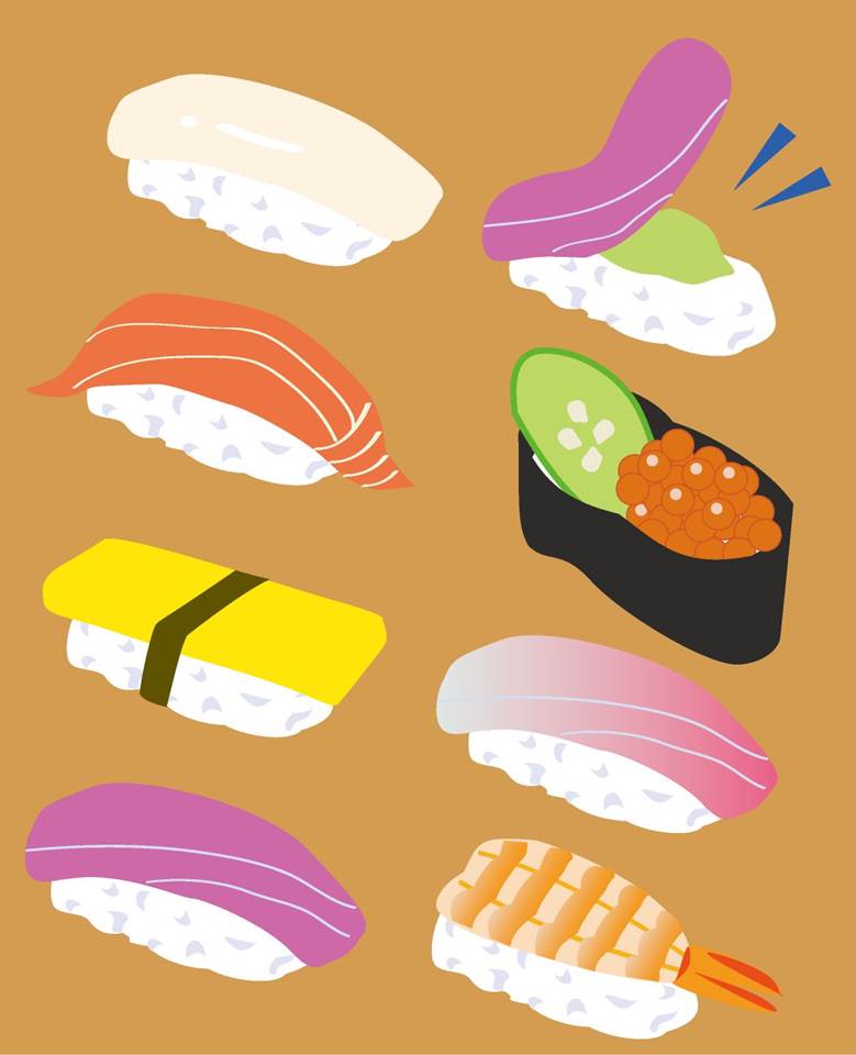 寿司|ぽんず的寿司美食插画图片