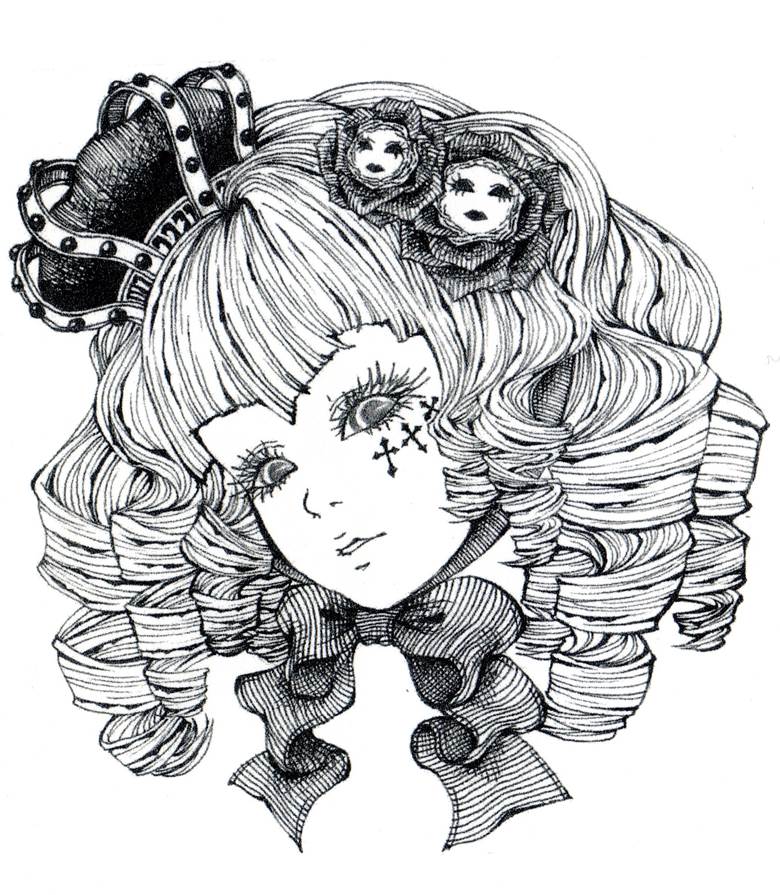 女孩子, 原创, gothic, 哥特萝莉, 黑白, rose, crown