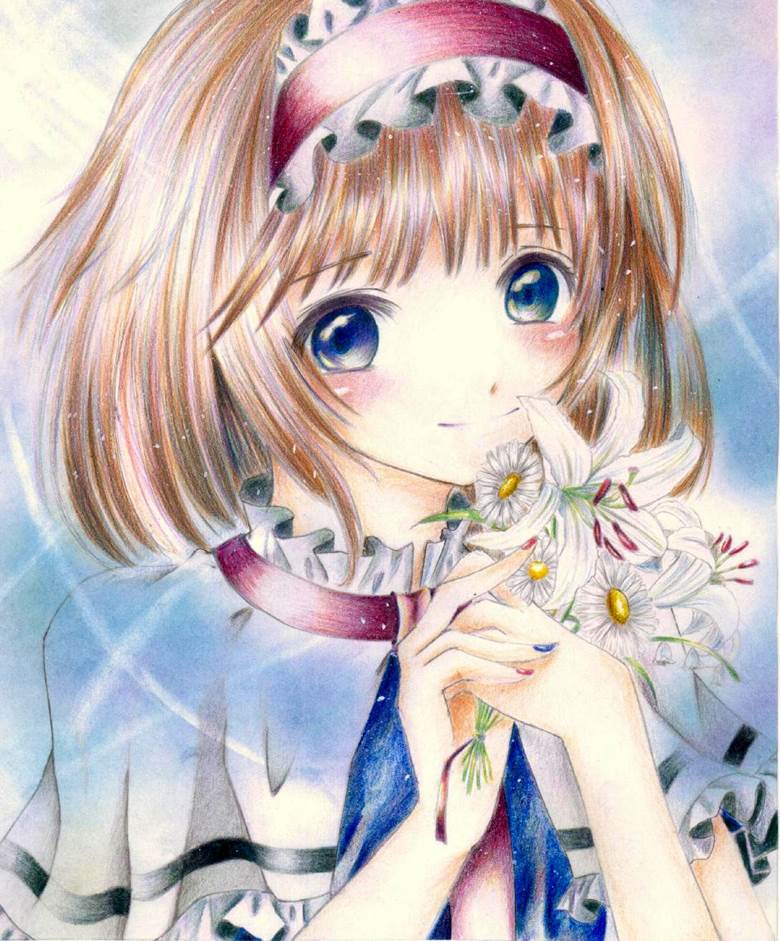 东方, 爱丽丝, 彩色铅笔, 手绘, 太美了, 爱丽丝・玛格特罗依德