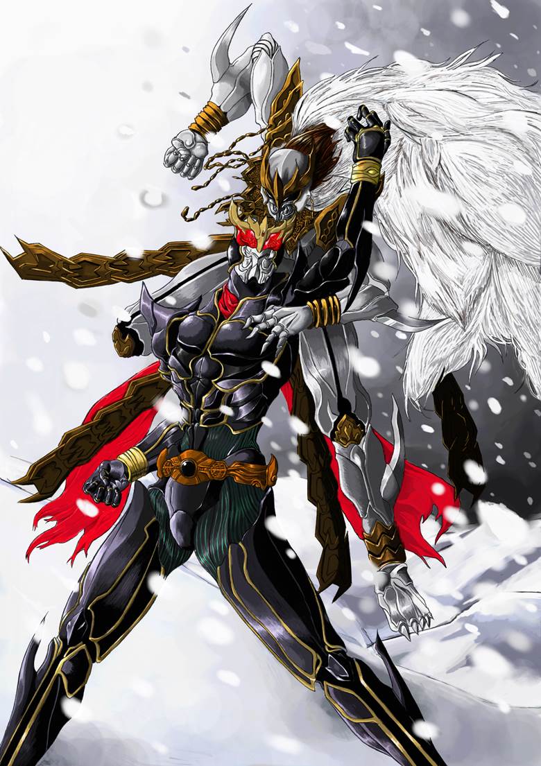 白対黒雪山で|轩的假面骑士插画图片