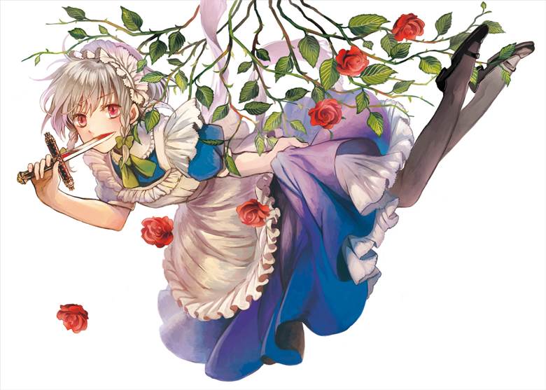 蔷薇と咲夜さん|スギ的玫瑰花与少女插画图片