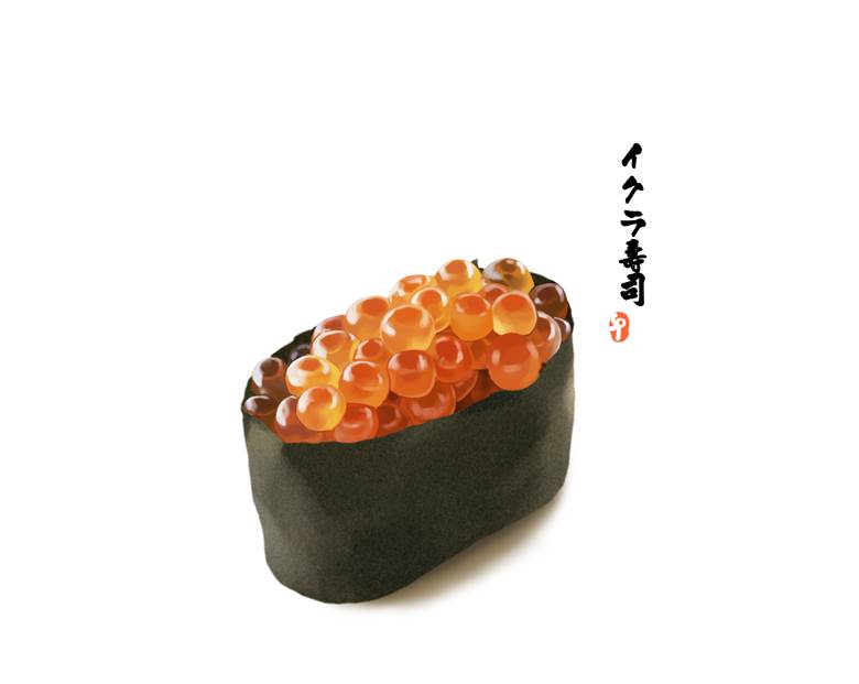 イクラ寿司|SP的寿司美食插画图片