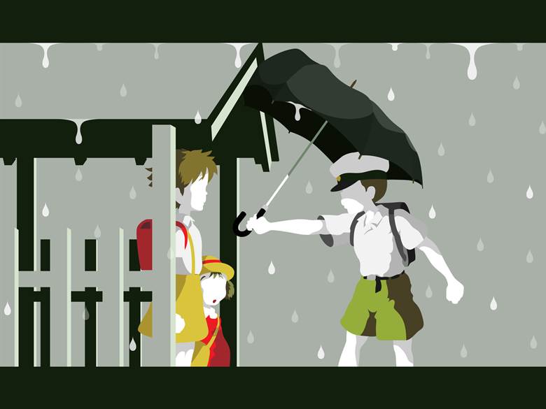 ん|7tsu的打伞的人物插画图片