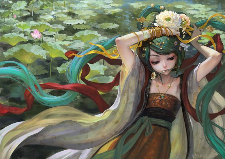 初音未来, 女孩子, 太美了, 建议点击, 卧槽美哭, traditional Asian outfit, VOCALOID 1000收藏, 汉服