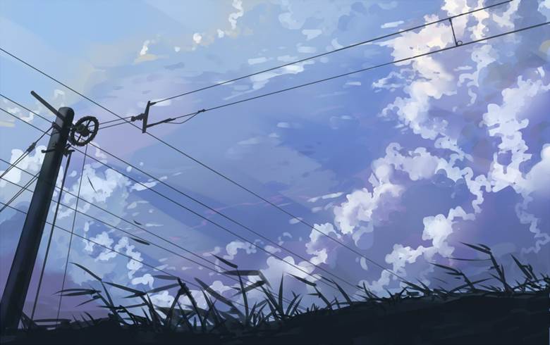 架线の末端|幻想绘风的云层天空插画图片