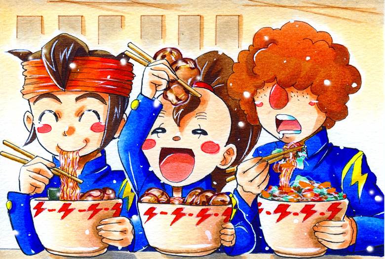 ラーメンラーメンラーメン|おち☆よしかず的拉面美食插画图片