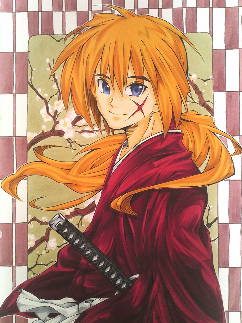 rurouni kenshin, himura kenshin, 手绘, copic马克笔