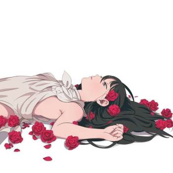 宫崎さんの鸟葬：９割|mebae的玫瑰花与少女插画图片