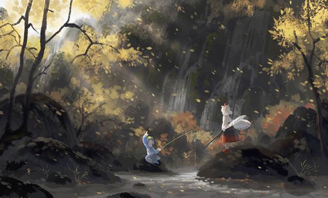 东方, background, momiji inubashiri, 河城荷取, forest, 东方project1000收藏