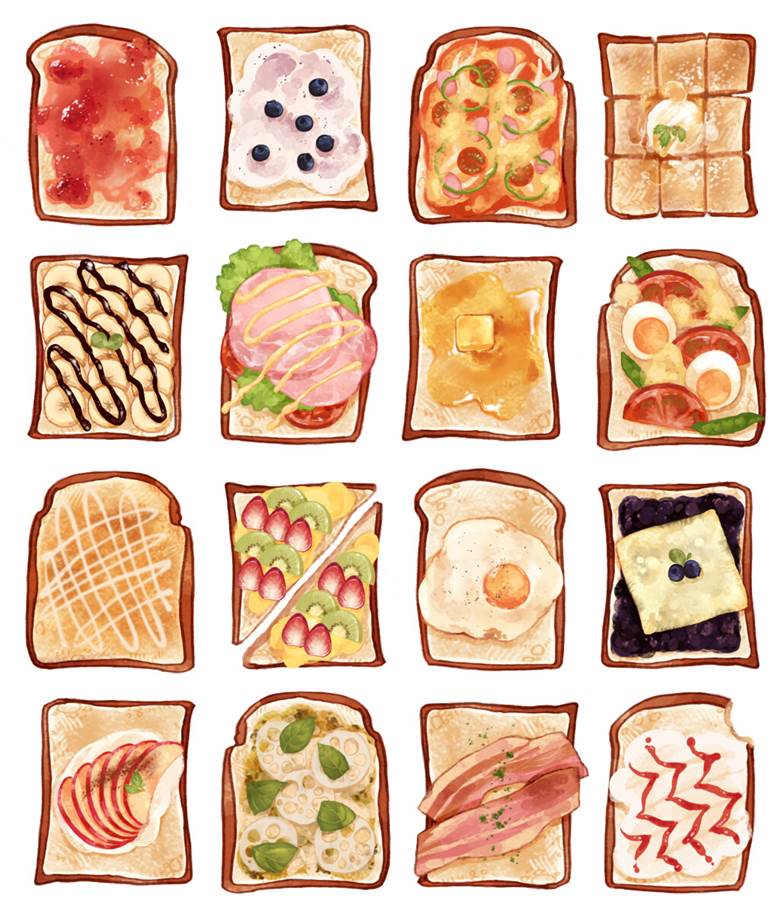 いろいろなトースト|くるすん的吐司面包插画图片