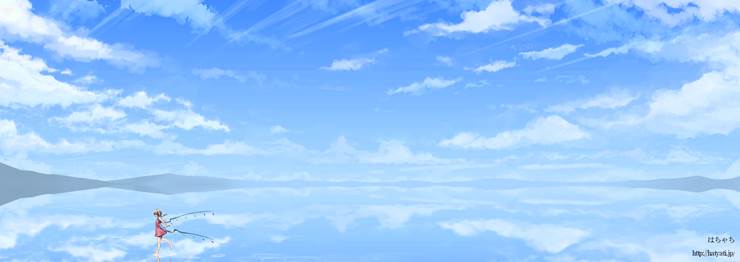 天空の镜|插画师はちゃち的乌尤尼盐沼风景插画图片