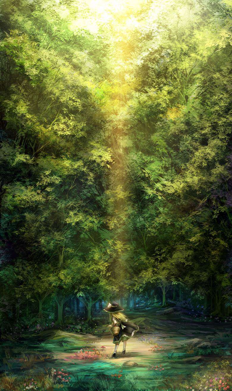 Touhou, magic forest, Marisa Kirisame, scenery, beautiful, recommended, I want to go here, gensokyo, Touhou Project 500+ bookmarks