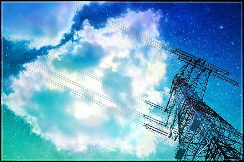 风景, 夏日天空, night sky, 云, star, lattice tower, photo editing