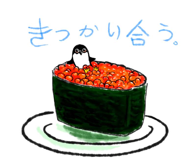きっかり合うペンギン|时小莫的寿司美食插画图片