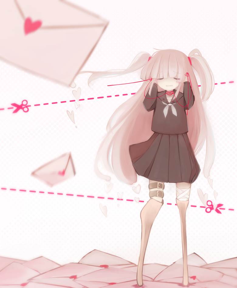 原创, 水手服, 黑色水手服, 厚涂, love letter, heart, 下肢假肢