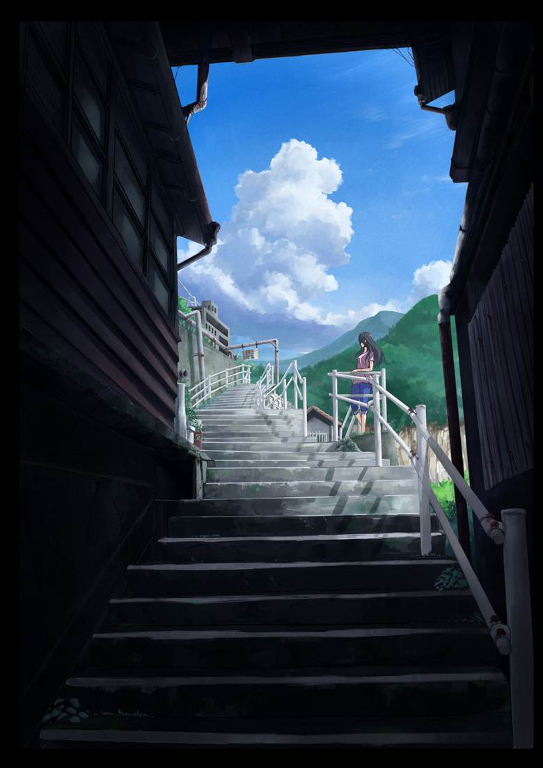 风景, 夏天, 积雨云, 楼梯, 太美了