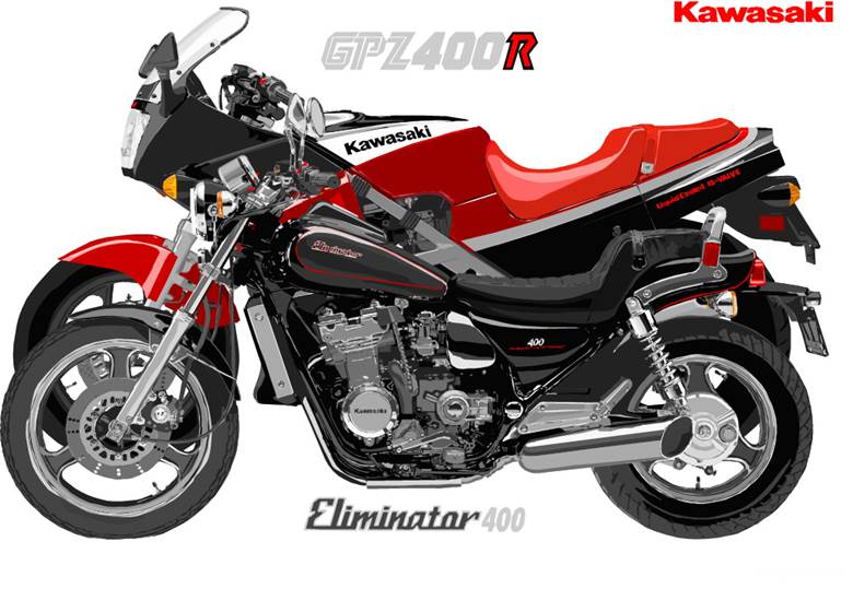 GPZ400R & Eliminator400|eliminator的pixiv摩托车插画图片