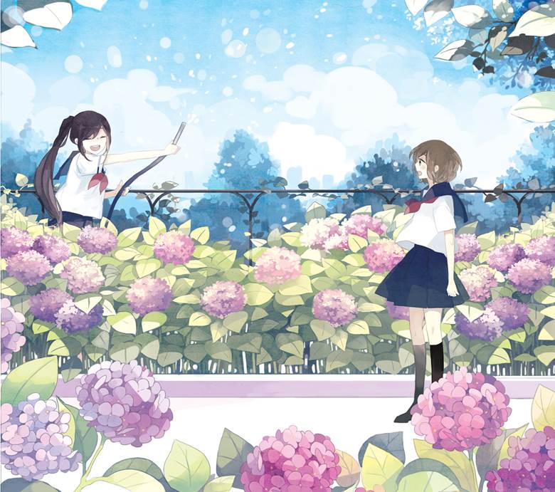 原创, 太美了, 卧槽好可爱, 水手服, 紫阳花, 原创3000收藏, 花和女孩子