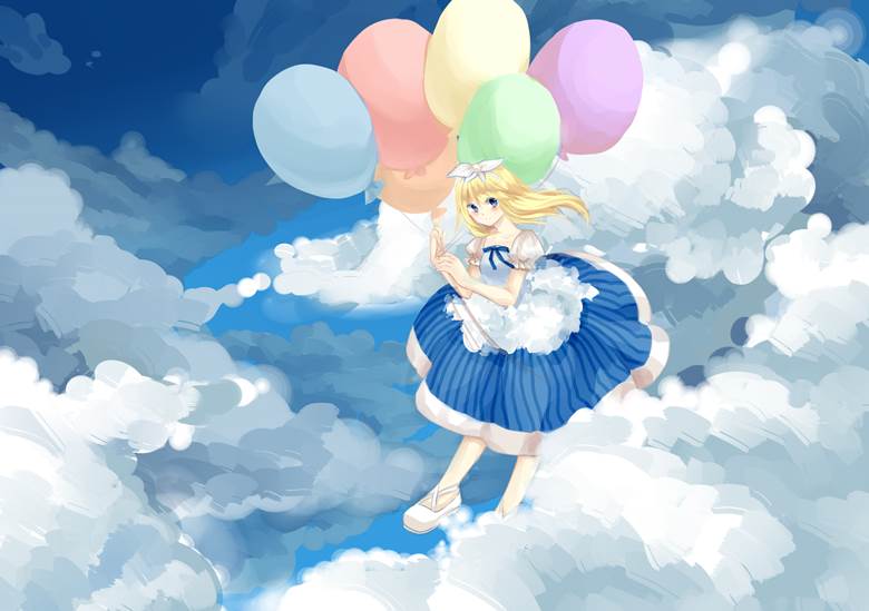 女孩子, original, 原创, 涂鸦, 爱丽丝梦游仙境, 爱丽丝, 气球, shoes without stockings
