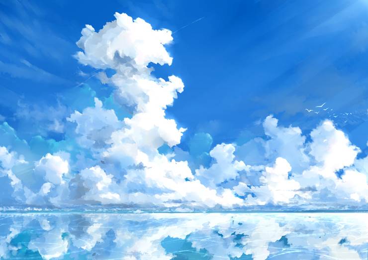 云|云桑的云层天空插画图片