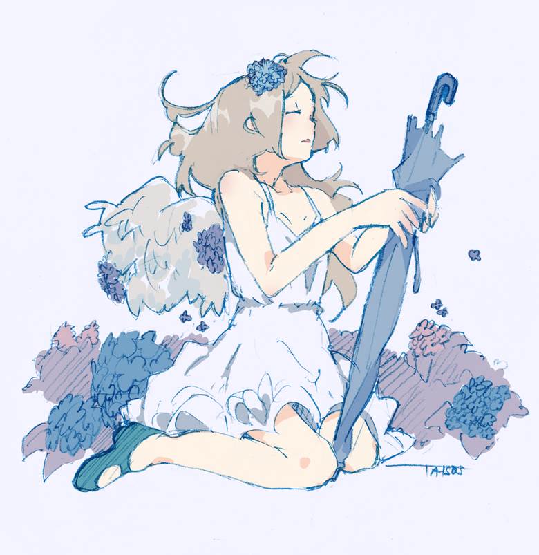 原创, 女孩子, 紫阳花, 伞, 原创3000收藏