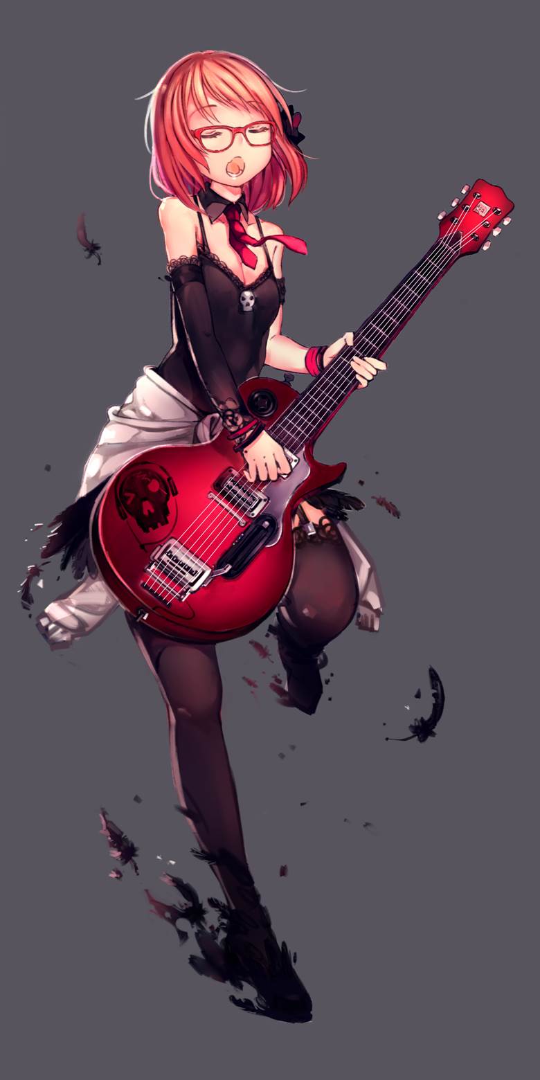 201414黑炎m82a1的弹吉他人物插画图片