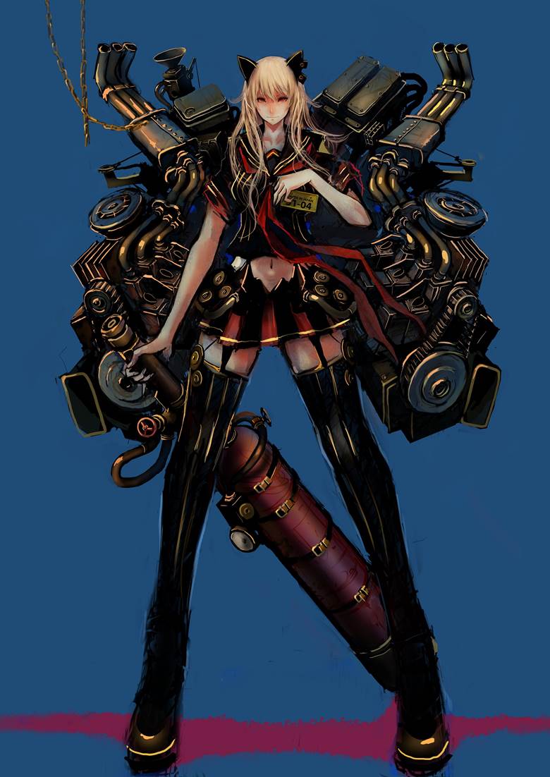 原创, 机娘, 机械少女, 女孩子, 蒸汽朋克, 原创100收藏, 黑色水手服