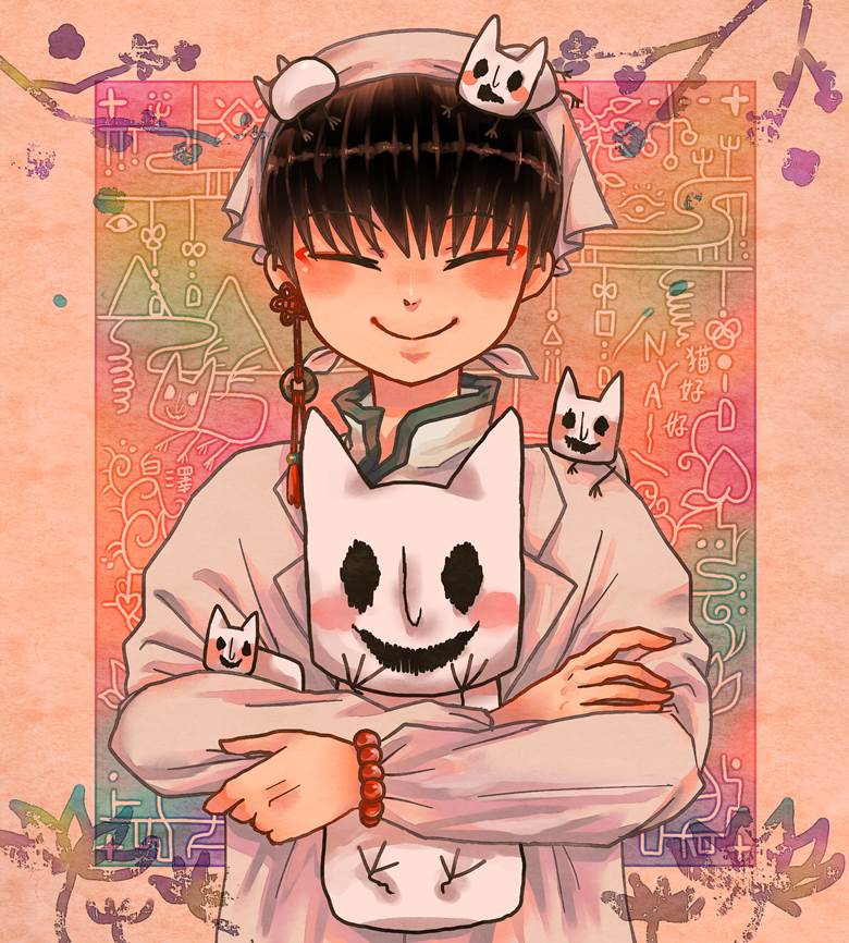 猫好好ちゃんと朱昆布的鬼灯的冷彻插画图片