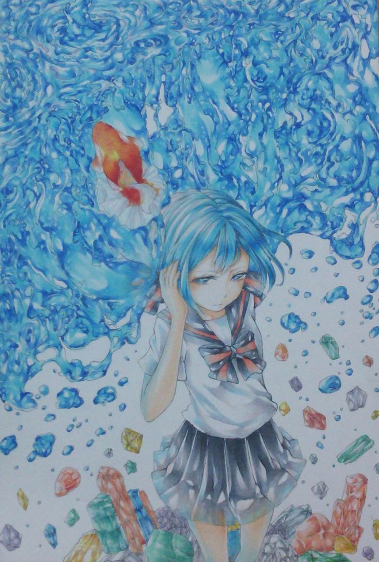 copic马克笔, 初音未来, bottle miku, 卧槽好厉害, 水手服, 太美了, amazing analog art, 品味优雅, please post the making-of, VOCALOID 100收藏
