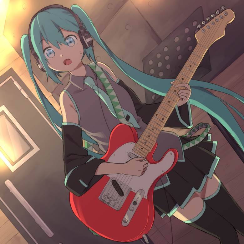 初音未来, 头戴式耳机, 吉他