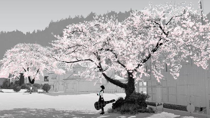 春天最期待的樱花盛开美景插画