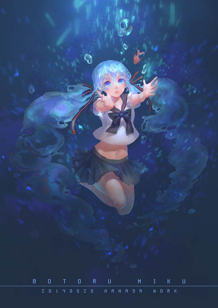 bottle miku, miku, hatsune miku, underwater, Vocaloid 500+ Bookmarks, bellybutton