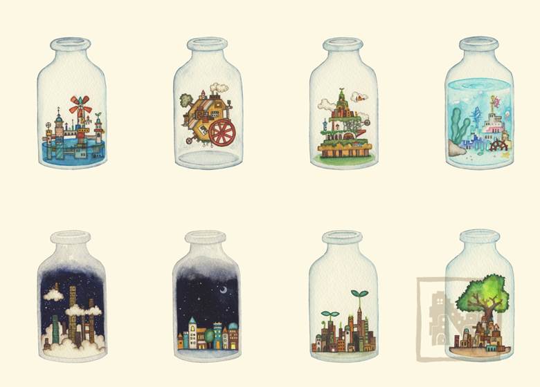 原创, 原创, watercolor, 手绘, town, 卧槽好可爱, 建议点击, 原创3000收藏