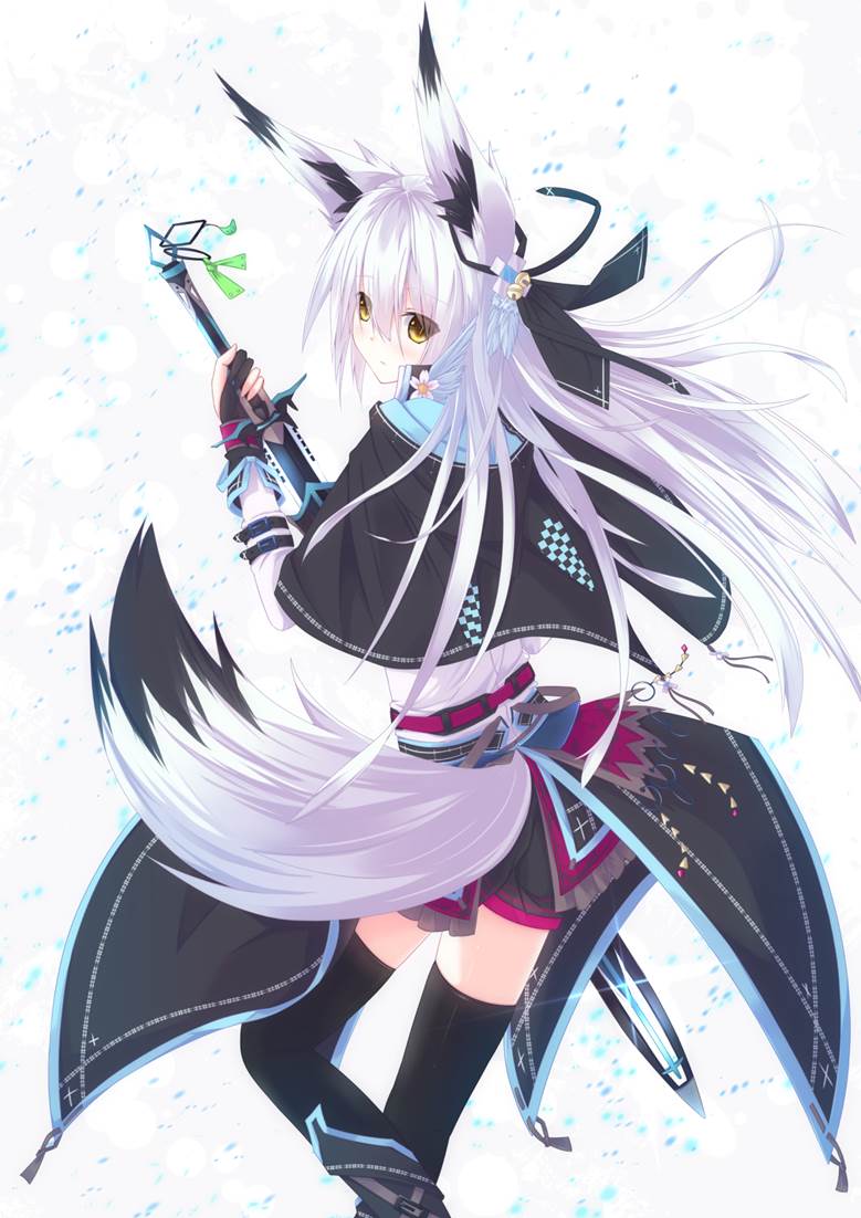 original, fox ears, white hair, foxgirl, knight, armed girls, original 10000+ bookmarks