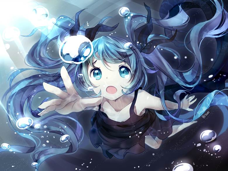 深海少女|bison仓鼠的初音未来pixiv插画图片