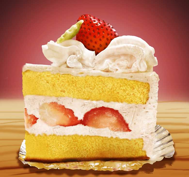 美味的三角形奶油蛋糕pixiv插画图片