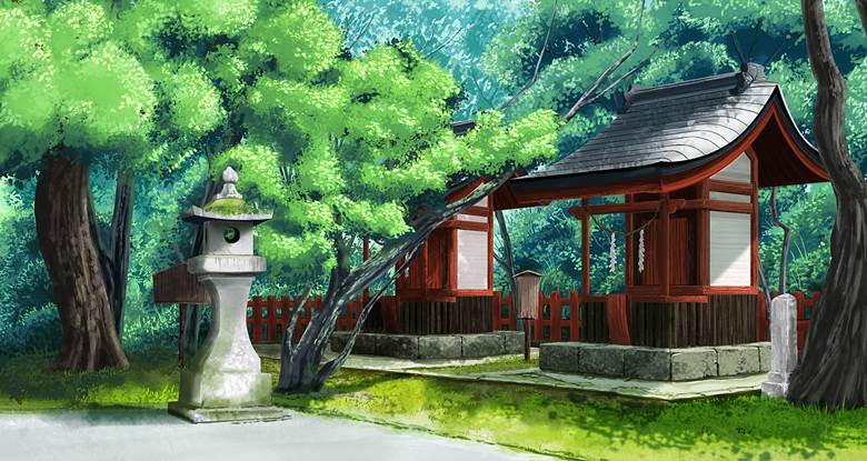 神社ari的树木植物插画图片