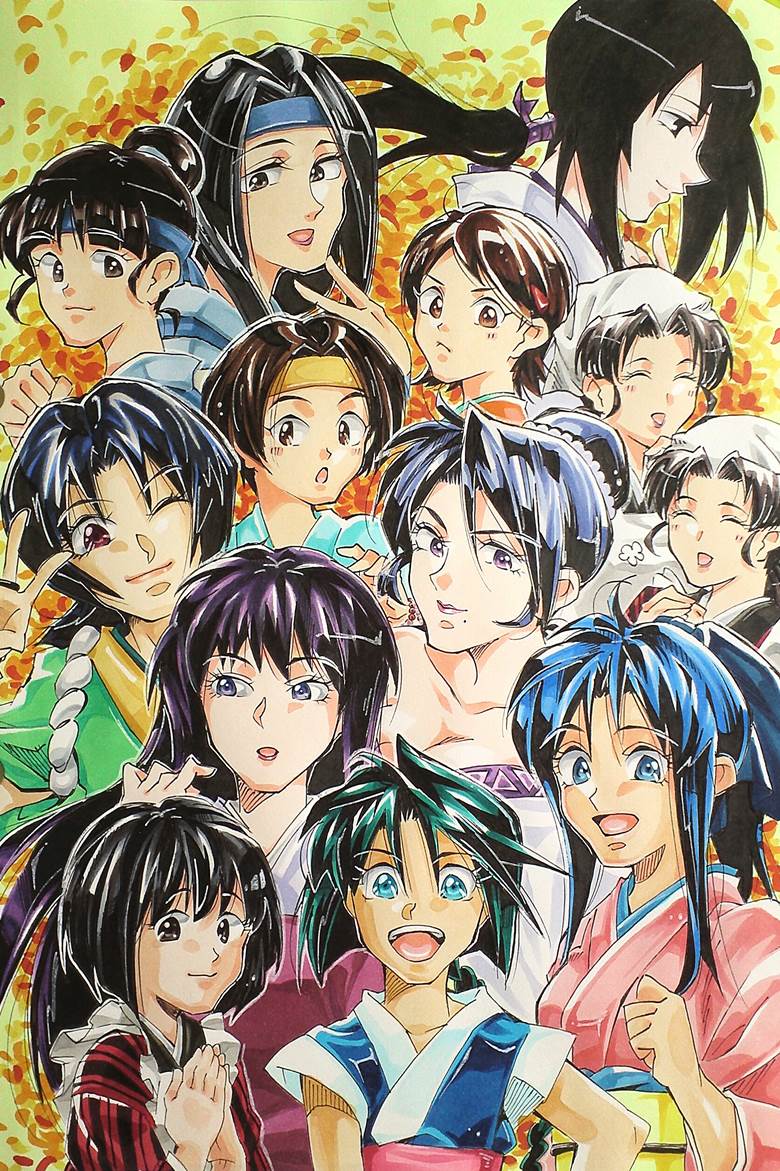 rurouni kenshin, copic, traditional, group picture