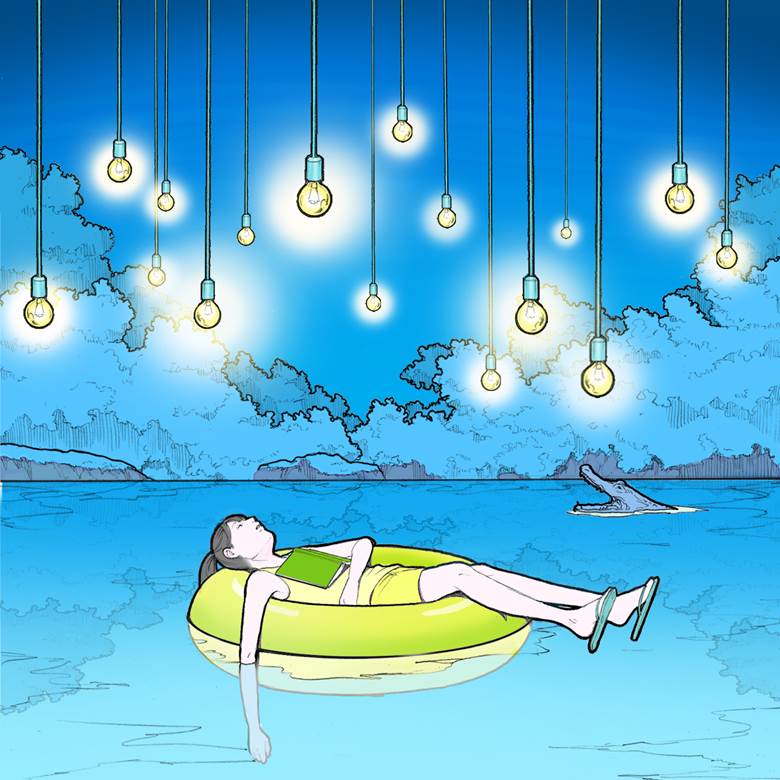 夜ふかし|キリムラ的夏天好风景插画图片