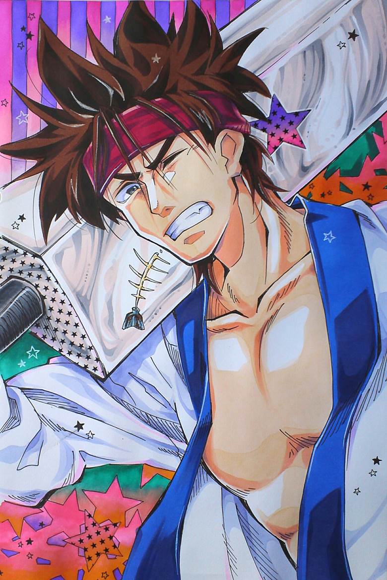 rurouni kenshin, Sanosuke Sagara, copic马克笔, 手绘