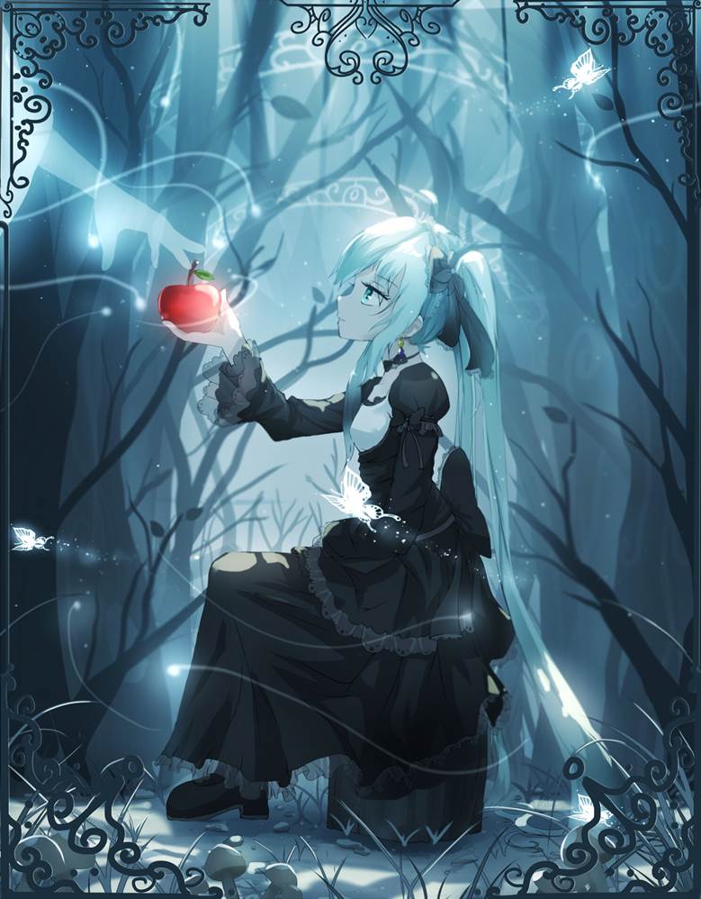 girl, hatsune miku, hikaru, apple, gothic lolita, Vocaloid 5000+ Bookmarks