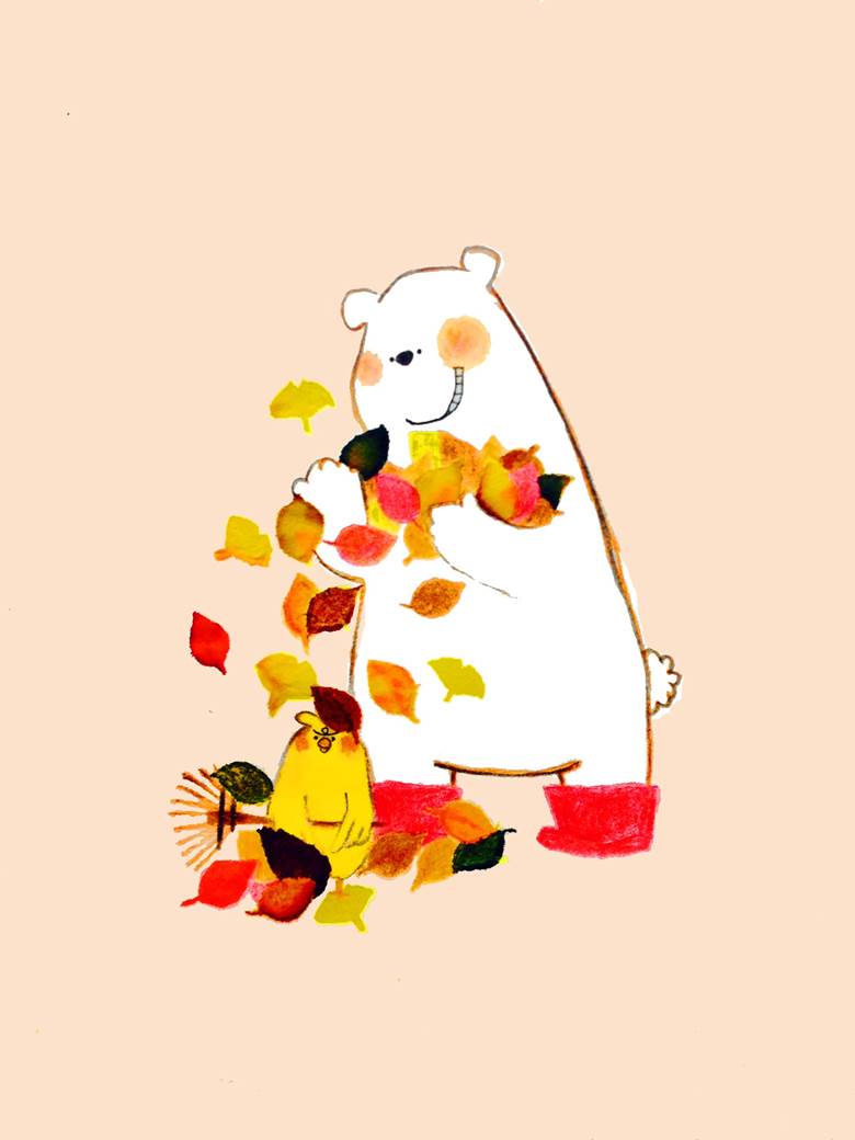 落ち叶|のて的秋天美景插画图片