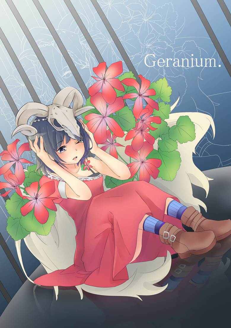 Geranium.|クロル的花和女孩插画图片